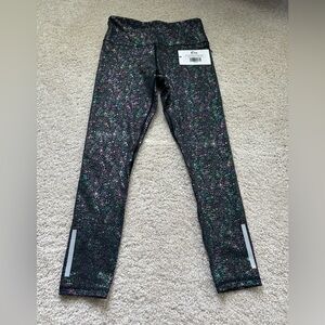 Zyia Black Reflective Mirage Light N Tight High Rise 7/8 Leggings Womens Sz 4